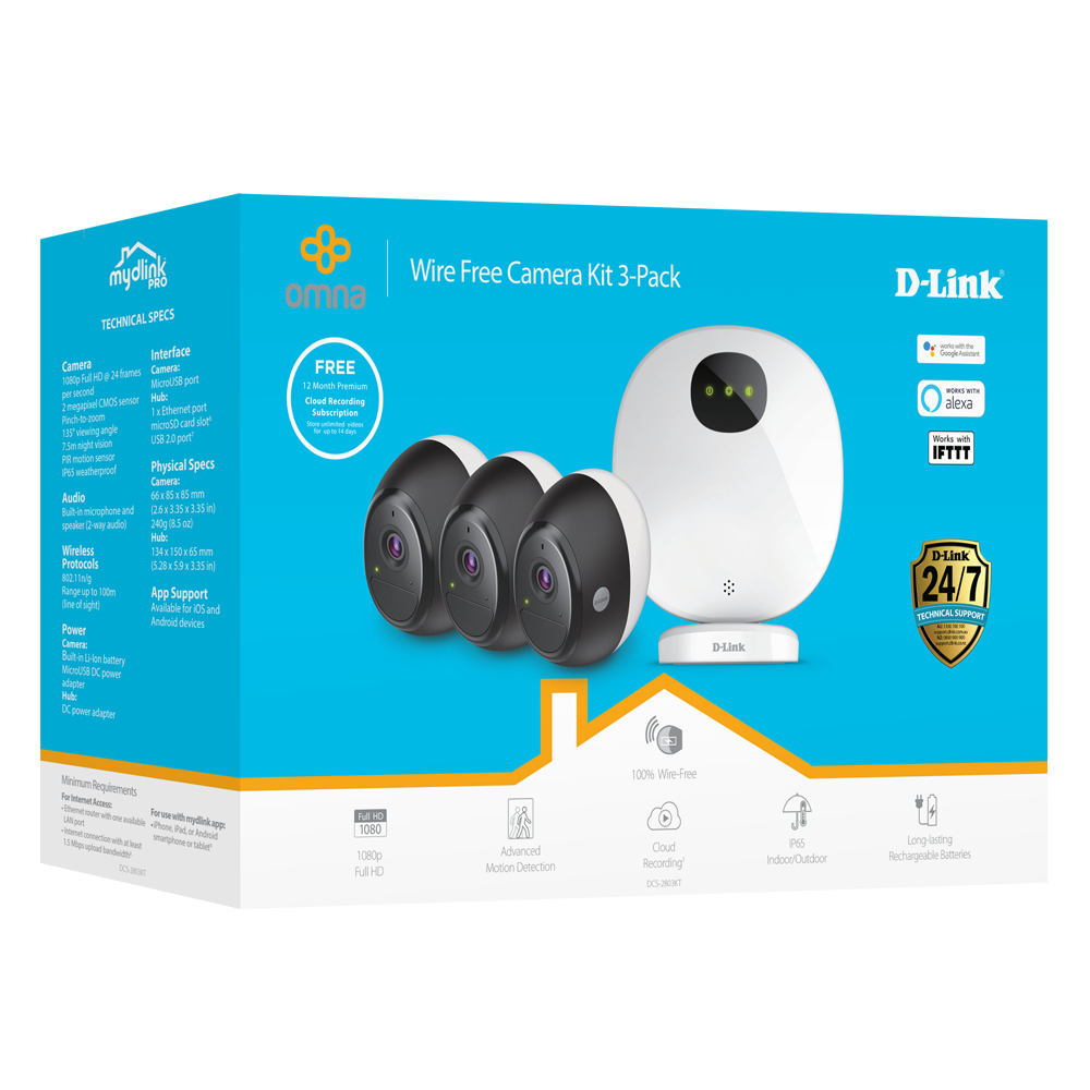 OMNA Wire-Free Indoor/Outdoor Camera Kit 3-Pack